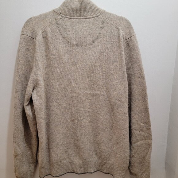 Black Brown 1826 Melange Oatmeal Lambswool Fine Knit Zip Sweater Cardigan L Used - Picture 5 of 13